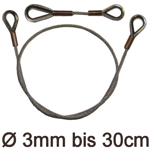 Drahtstropp mit Kauschen 3mm flex bis 30cm