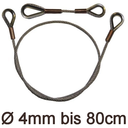 Drahtstropp mit Kauschen 4mm flex bis 80cm