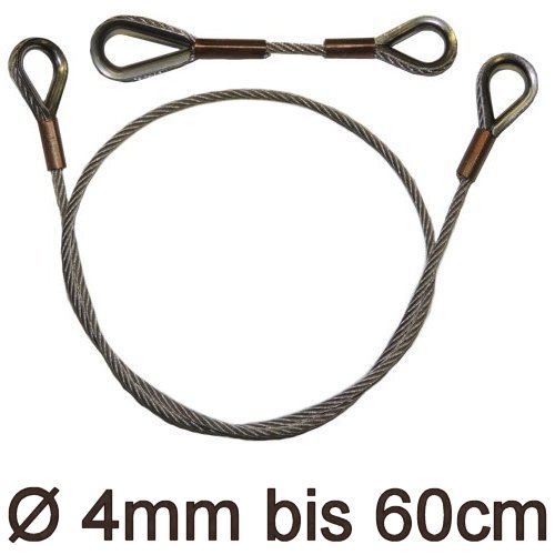 Drahtstropp mit Kauschen 4mm flex bis 60cm