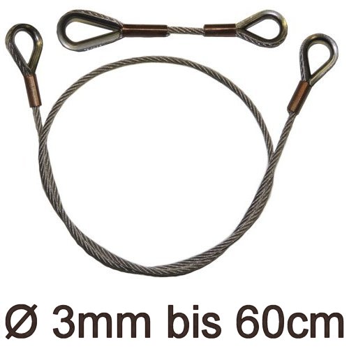 Drahtstropp mit Kauschen 3mm flex bis 60cm