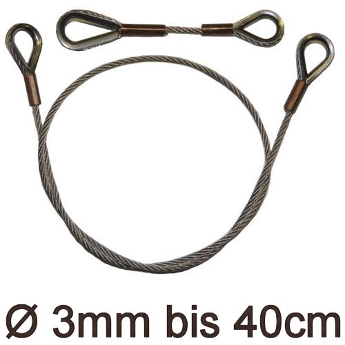 Drahtstropp mit Kauschen 3mm flex bis 40cm