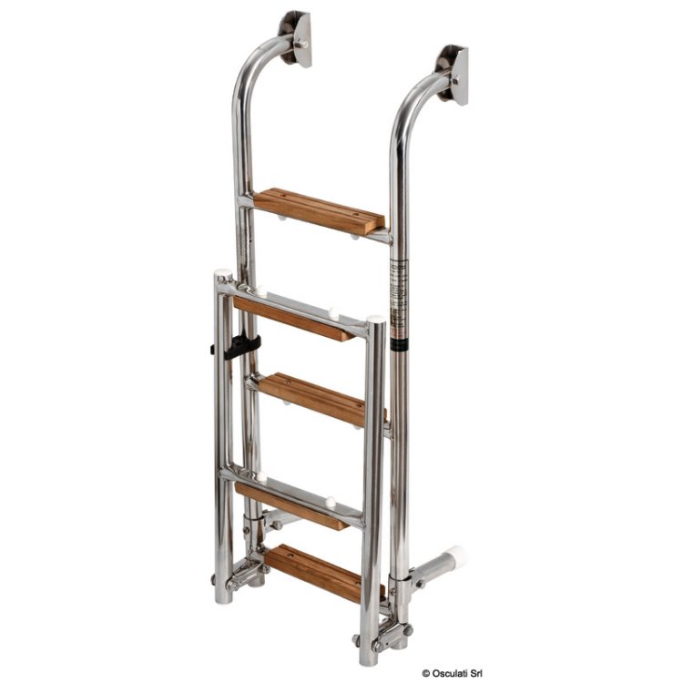 Badeleiter Edelstahl mit Holzstufen 5-stufig