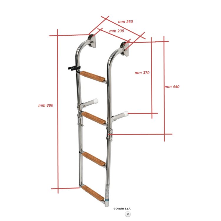 Badeleiter Edelstahl mit Holzstufen 4-stufig