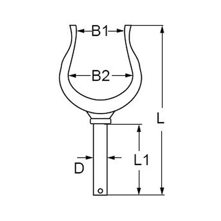 Rudergabel verzinkt 57mm / 14 mm