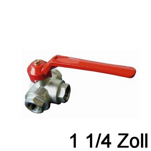 2-Wegehahn Messing vernickelt 1 1/4 Zoll