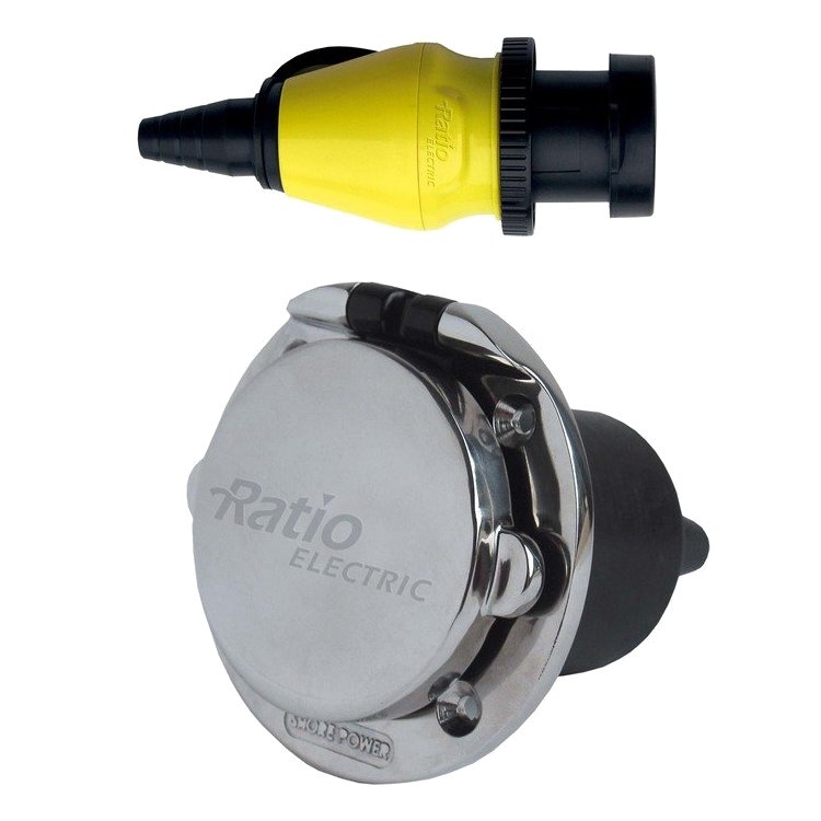 Einbaustecker Edelstahl MP 16-10 + Kupplungsdose MPS 16-10