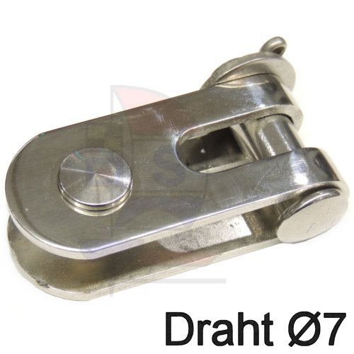 Gabel / Gabel Toggle für 7mm Draht mit Querbolzensatz (E-Teil Furlex)