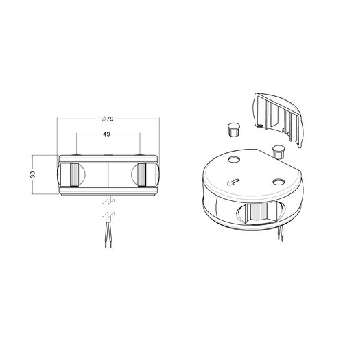 Aqua Signal Serie 34 Zweifarbenlaterne LED weißes Gehäuse