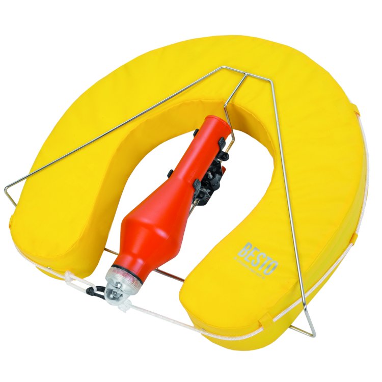 Besto Hufeisenring mit Halterung und Signalboje gelb