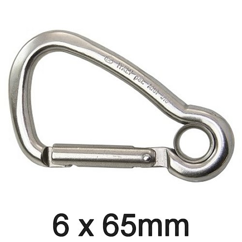 Karabinerhaken asymmetrisch mit Kausch 6 x 65