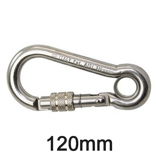 Karabinerhaken mit Sicherungsmutter und Kausch 11 x 120mm