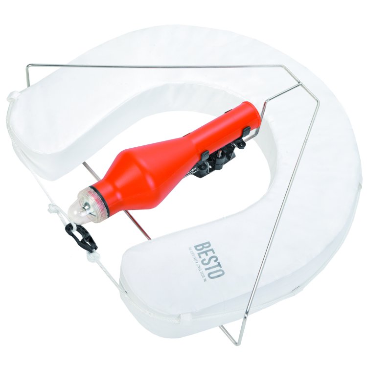 Besto Hufeisenring mit Halterung und Signalboje weiß