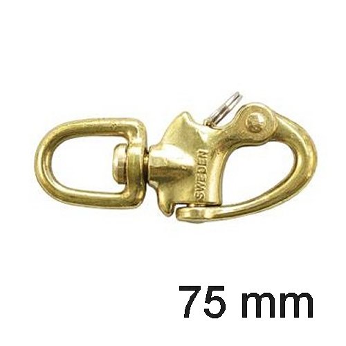 Schnappschäkel Messing mit Wirbel 75mm