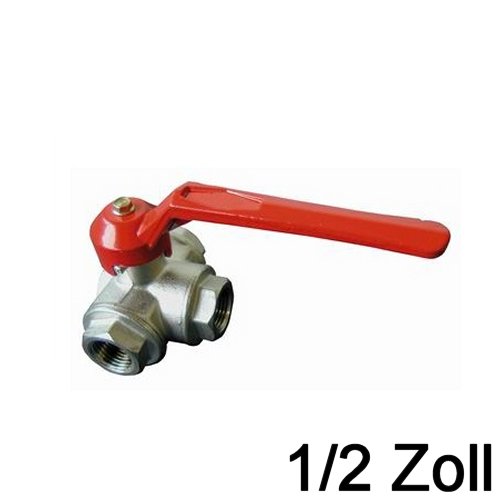 2-Wegehahn Messing vernickelt 1/2 Zoll