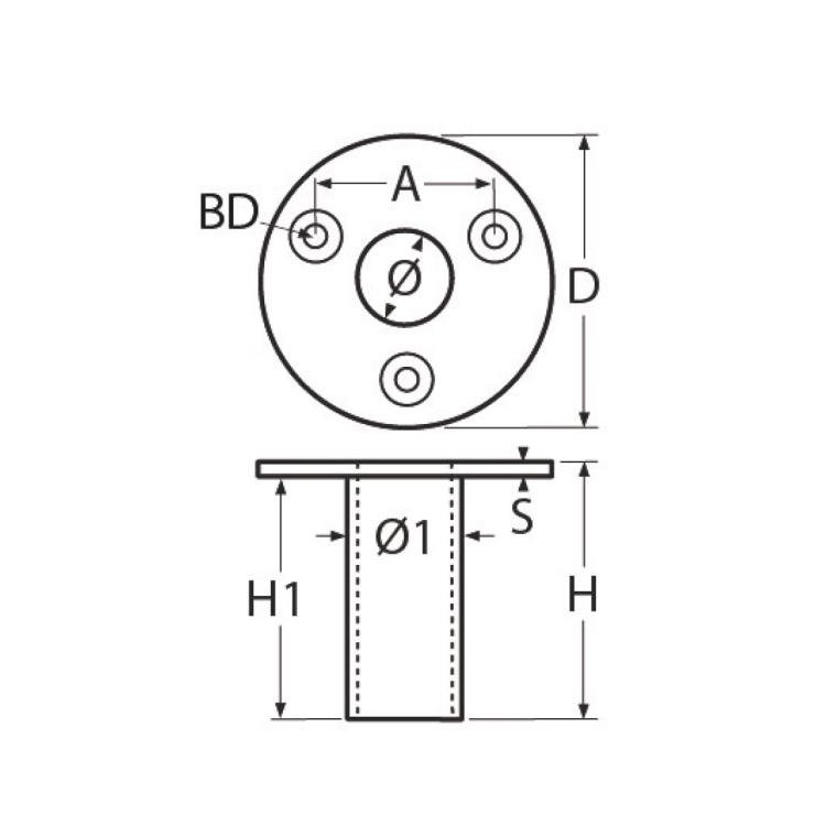 Flaggenstockhalter 25 niro zum Einlassen