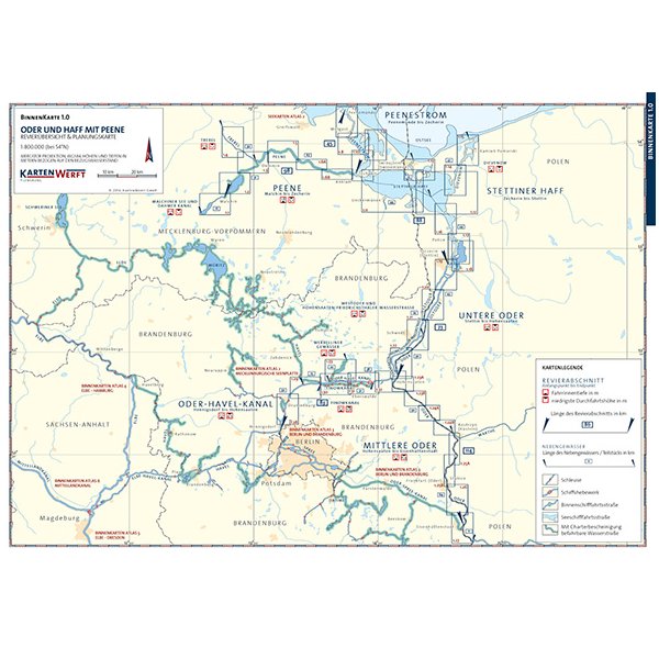 Sportbootkarten Binnen 1 - Oder und Haff mit Peene