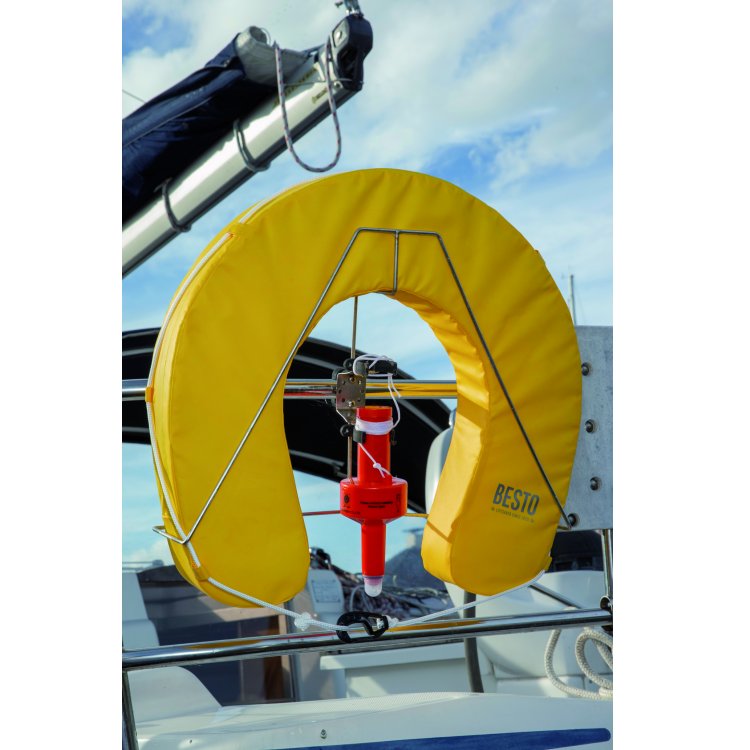 Besto Hufeisenring mit Halterung und Signalboje gelb