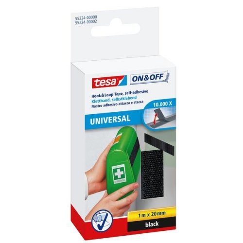 Tesa® Klettband schwarz 1m x 20mm