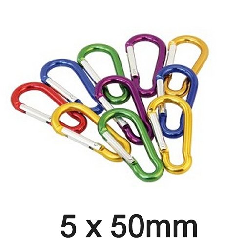 Karabinerhaken Alu bunt 5x50