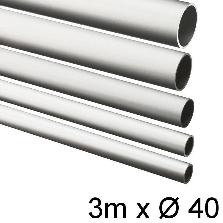 Alu-Rohr 3m x 40x2,0mm silber eloxiert