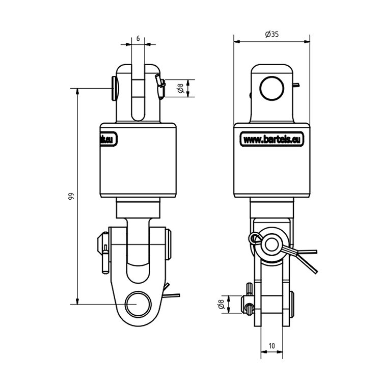 Bartels Stagwirbel Classic 6mm Vorstag STW II-T