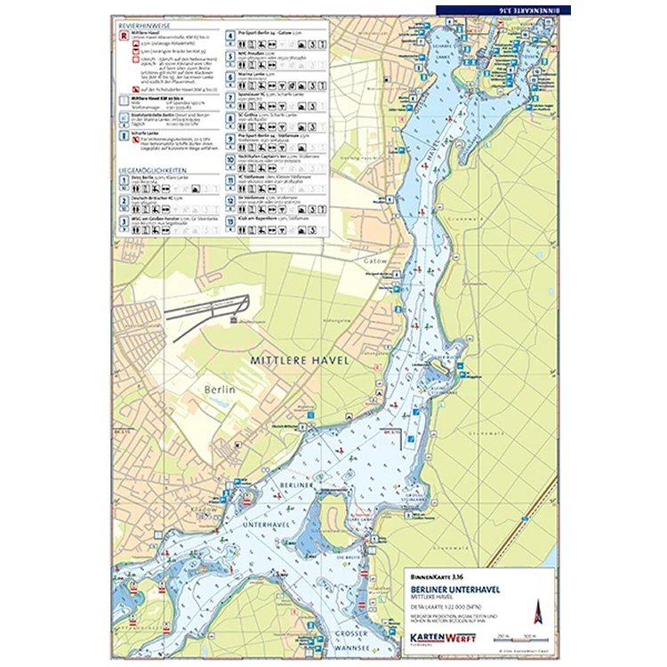 Binnenkarte einzeln Wannsee, Unterhavel