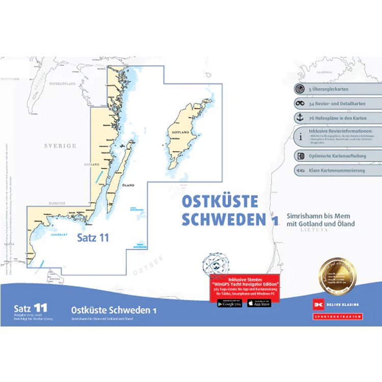 Sportbootkarten Satz 11: Ostküste Schweden 1