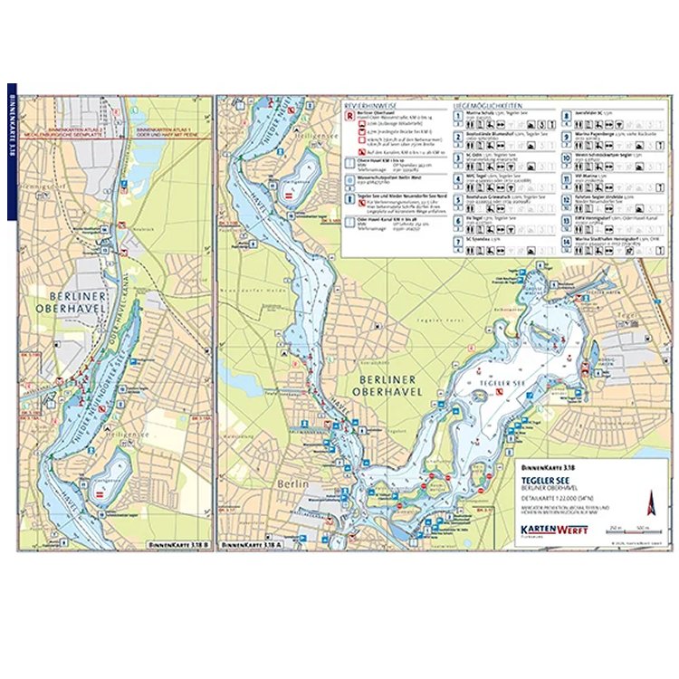 Binnenkarte einzeln Spandauer See, Tegler See