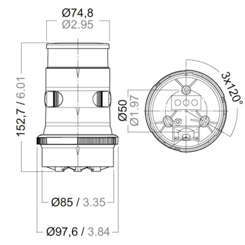 Aqua Signal Serie 34 Dreifarben & Ankerlaterne LED schwarzes Gehäuse