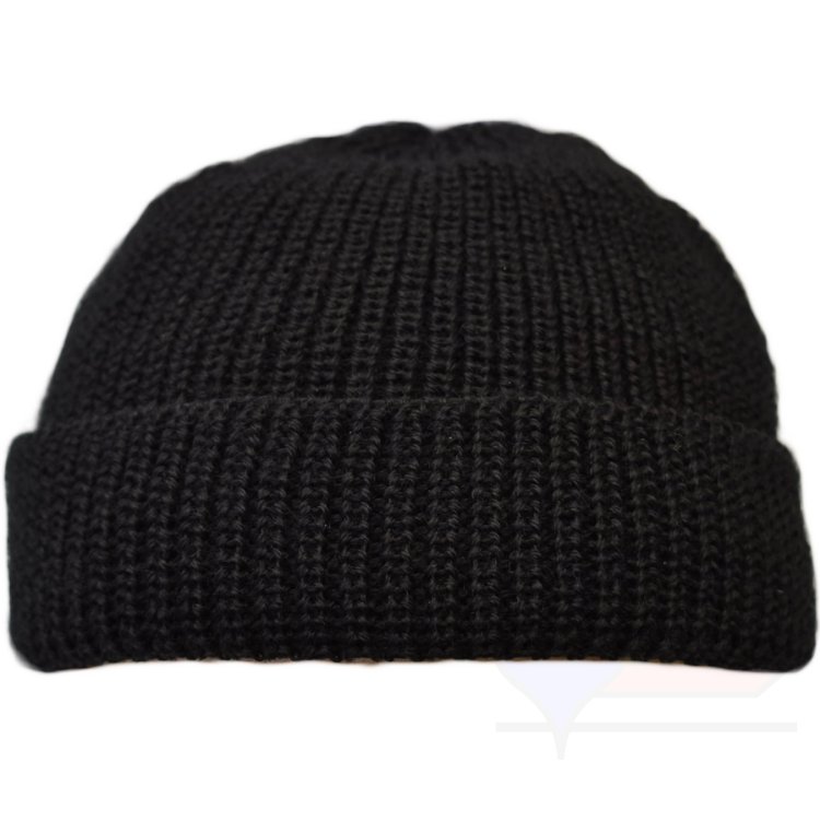 Leuchtfeuer Strickmütze kurz schwarz