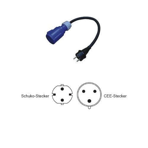 CEE Adapterkabel 0,4m Typ Schuko/CEE