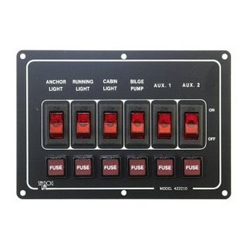 Schalterpaneel 6-fach horizontal 30A