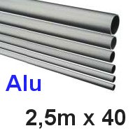 Alu-Rohr 2,5m x 40x2,0mm silber eloxiert