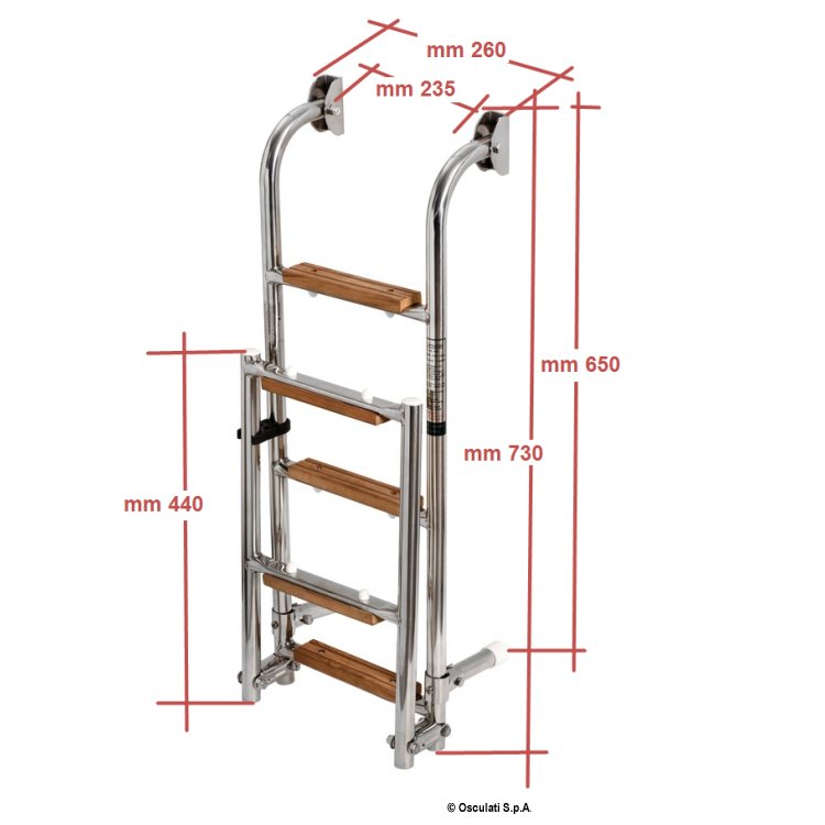 Badeleiter Edelstahl mit Holzstufen 5-stufig