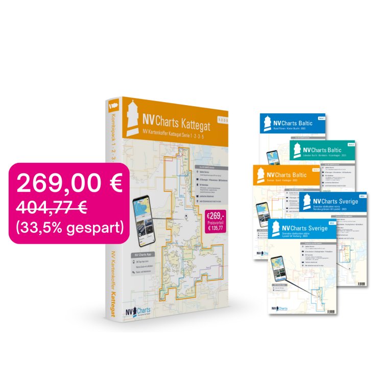 Kartenkoffer Sportbootschifffahrtskarten Kattegat Serie 1-3 & 5 Atlas