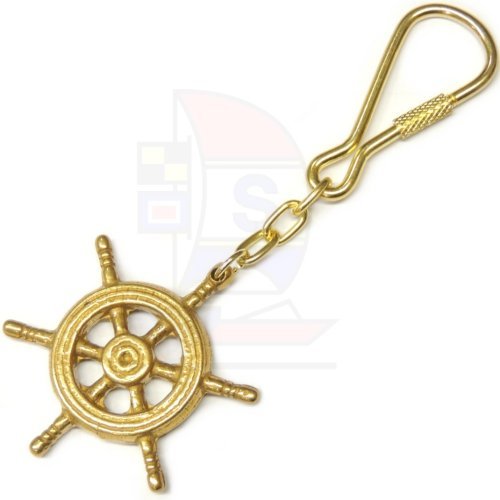 Schlüsselanhänger Messing Steuerrad