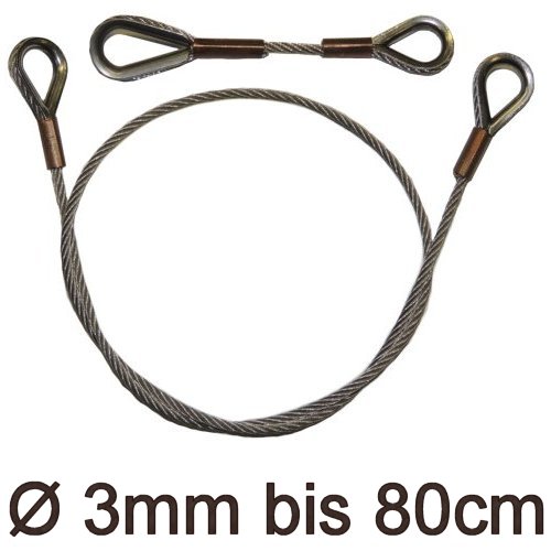 Drahtstropp mit Kauschen 3mm flex bis 80cm