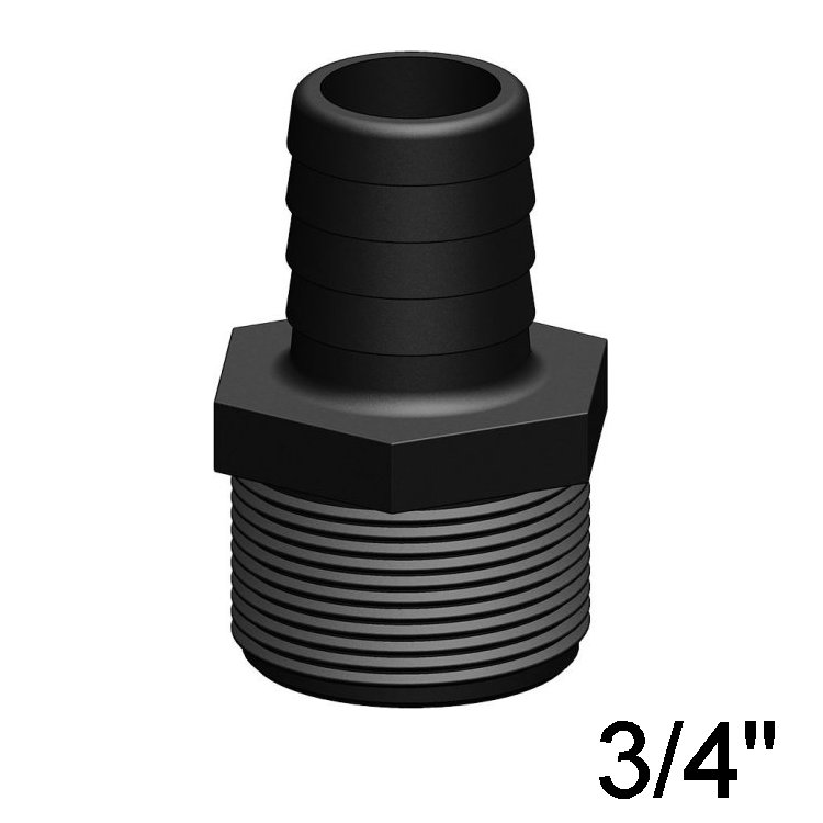 Trudesign Schlauchtülle 3/4 Zoll-Außengewinde auf 19mm Schlauchmaß