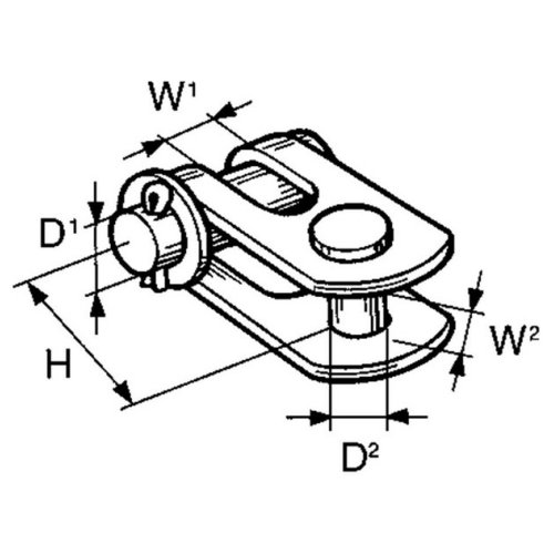 Gabel / Gabel Toggle für 7mm Draht mit Querbolzensatz (E-Teil Furlex)