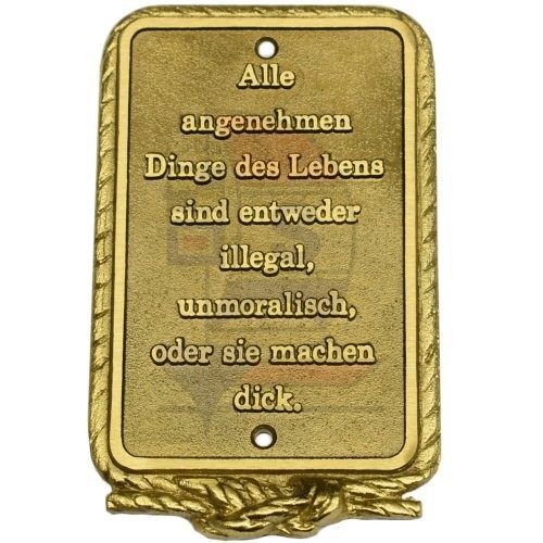 Messingschild angenehme Dinge