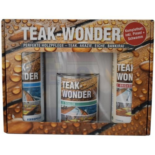 TeakWonder Set 1 + 2 + 3 incl. Schwamm und Pinsel