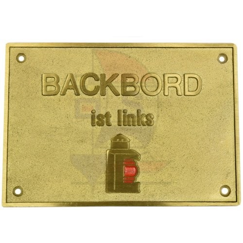 Messingschild Backbord