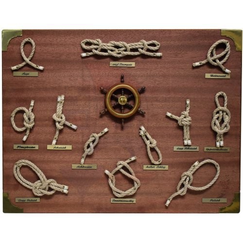 Knotentafel Steuerrad 43x33cm Messing-Ecken